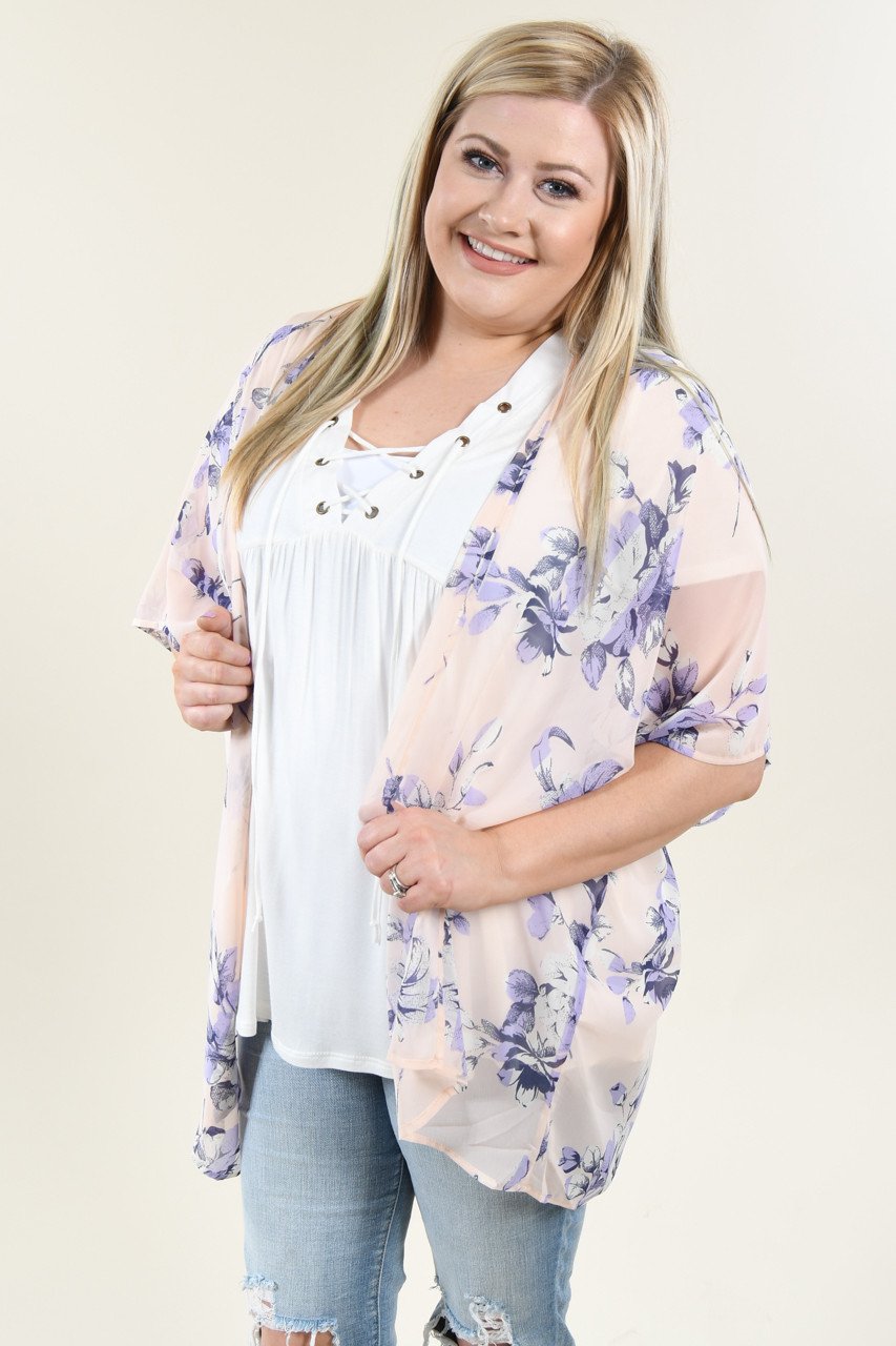 Pink & Purple Floral Kimono