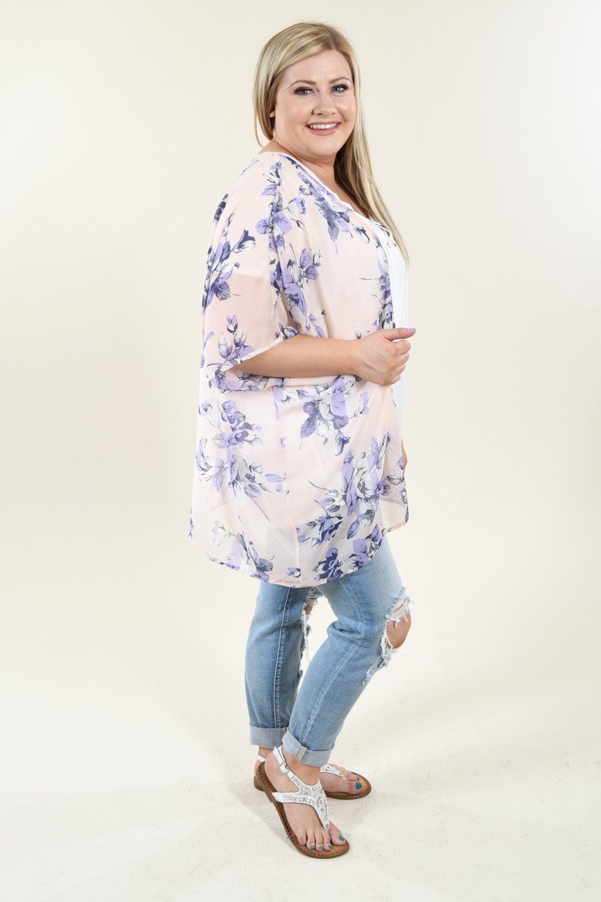 Pink & Purple Floral Kimono