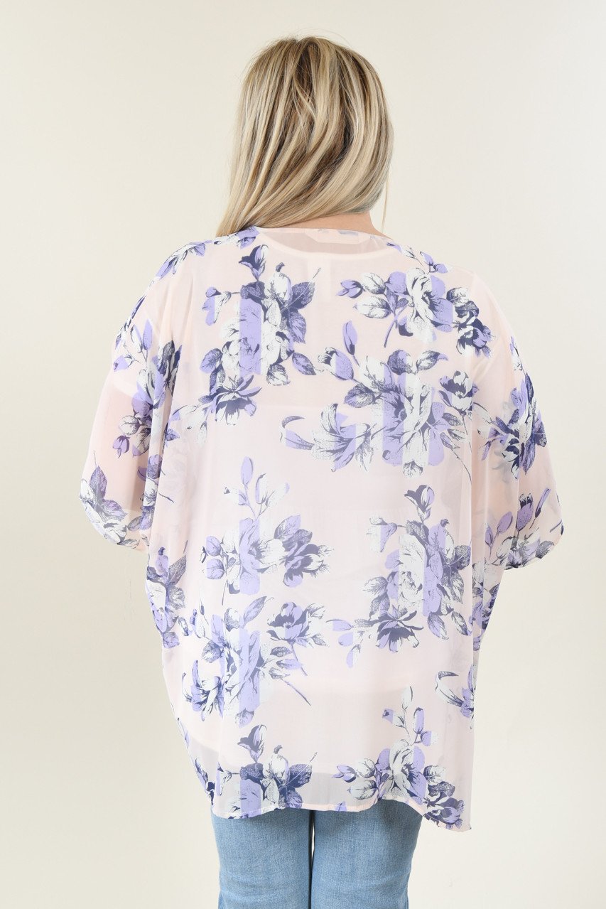 Pink & Purple Floral Kimono