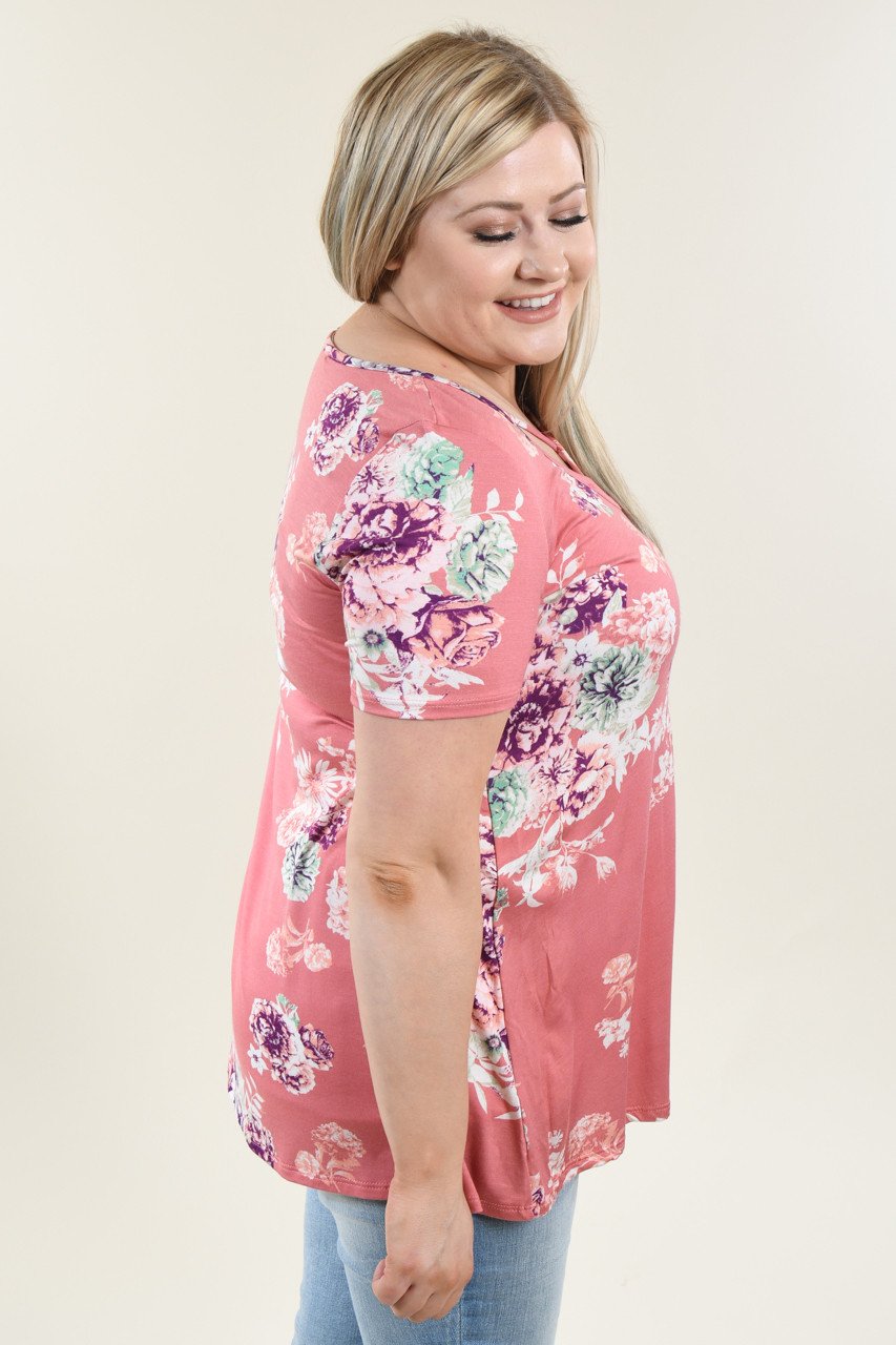 Mauve Floral Criss Cross Top
