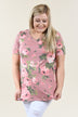 Yours Truly Floral V-Neck Mauve