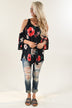 Black Floral Off the Shoulder Top