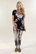 Black Floral Criss Cross Top