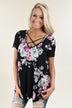 Black Floral Criss Cross Top