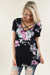 Black Floral Criss Cross Top