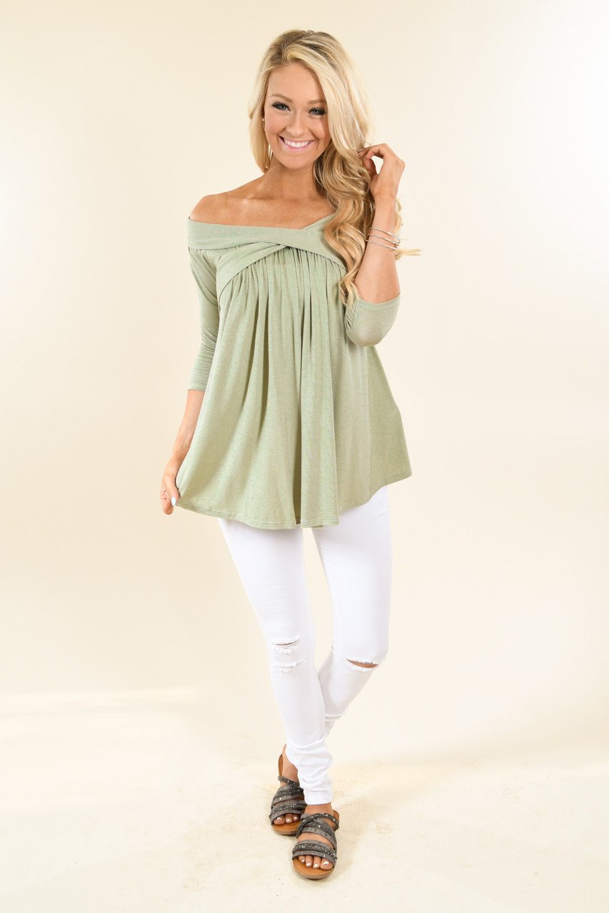 Be My Love 3/4 Top ~ Spring Green