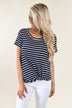 Navy Striped Scoop Neck Knot Top
