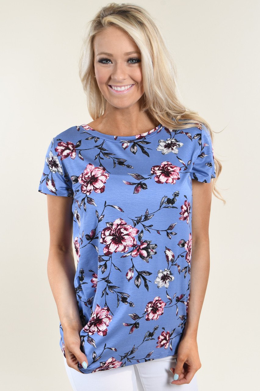 Masterpiece Floral Top ~ Blue