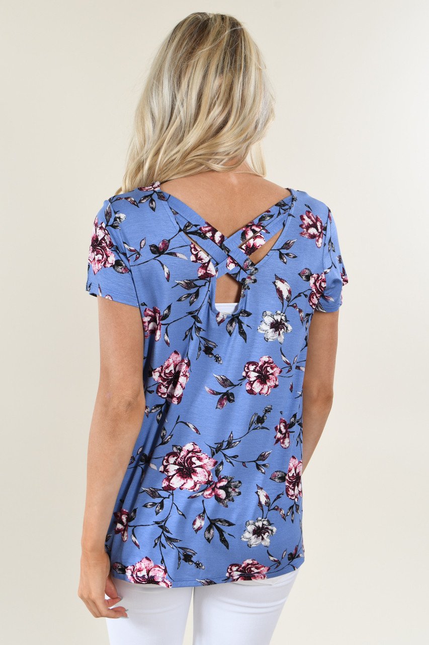 Masterpiece Floral Top ~ Blue