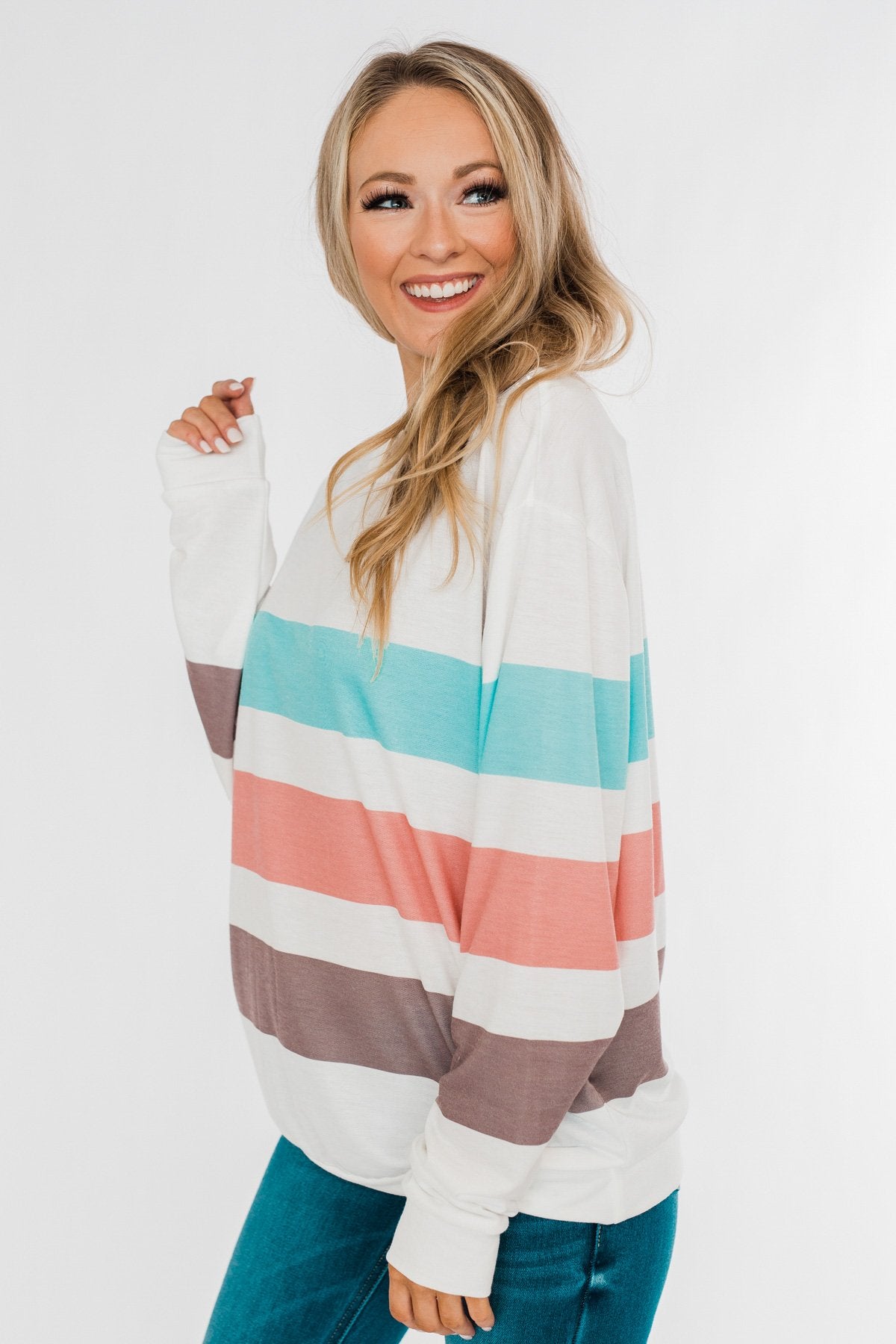 Have Some Fun Striped Pullover Top- Ivory