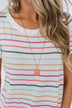 Teardrop Pendant Gold Necklace- Peach