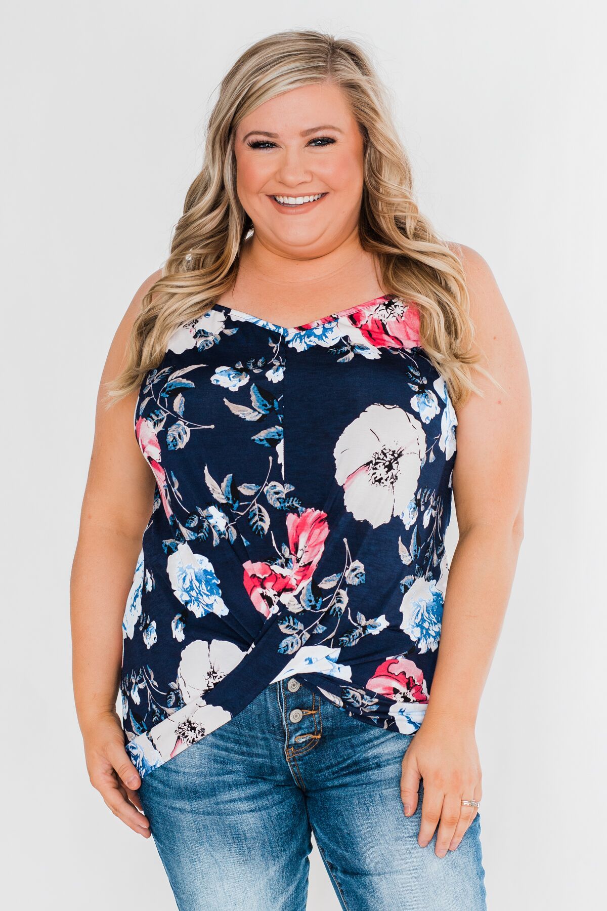 Floral Watercolor Delight -  Pink, Ivory, & Navy