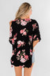 You Make Me Speechless Floral Kimono- Black