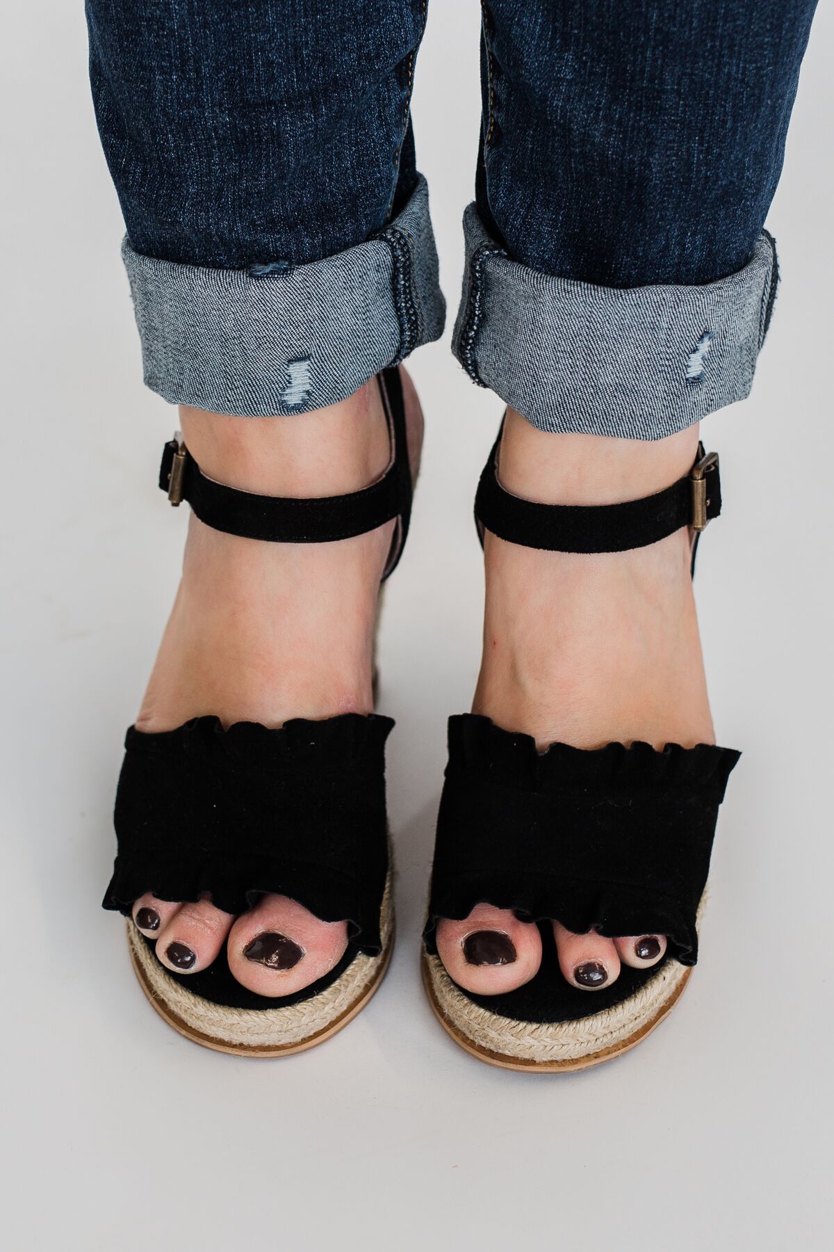 Naughty Monkey Love Wedges- Black