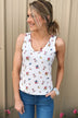 Darling Floral V-Neck Tank Top- Ivory