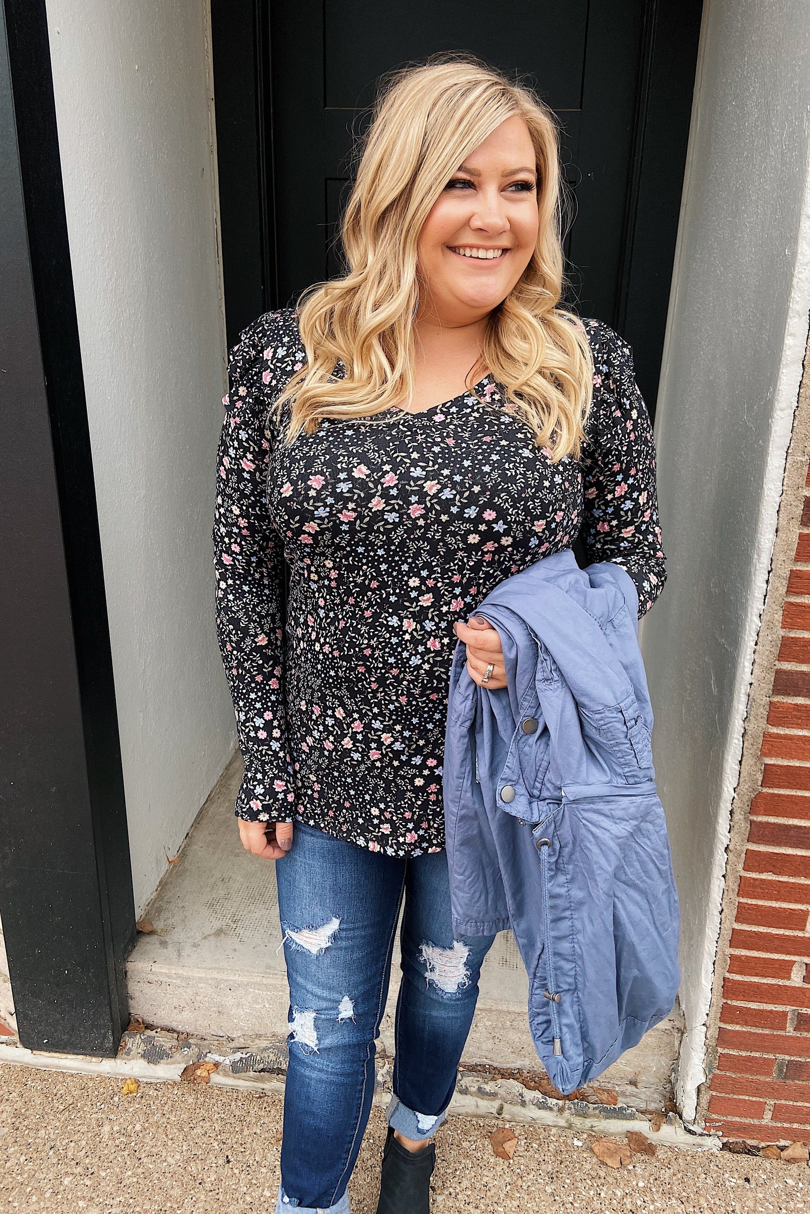 Forever And Ever Floral Top- Black