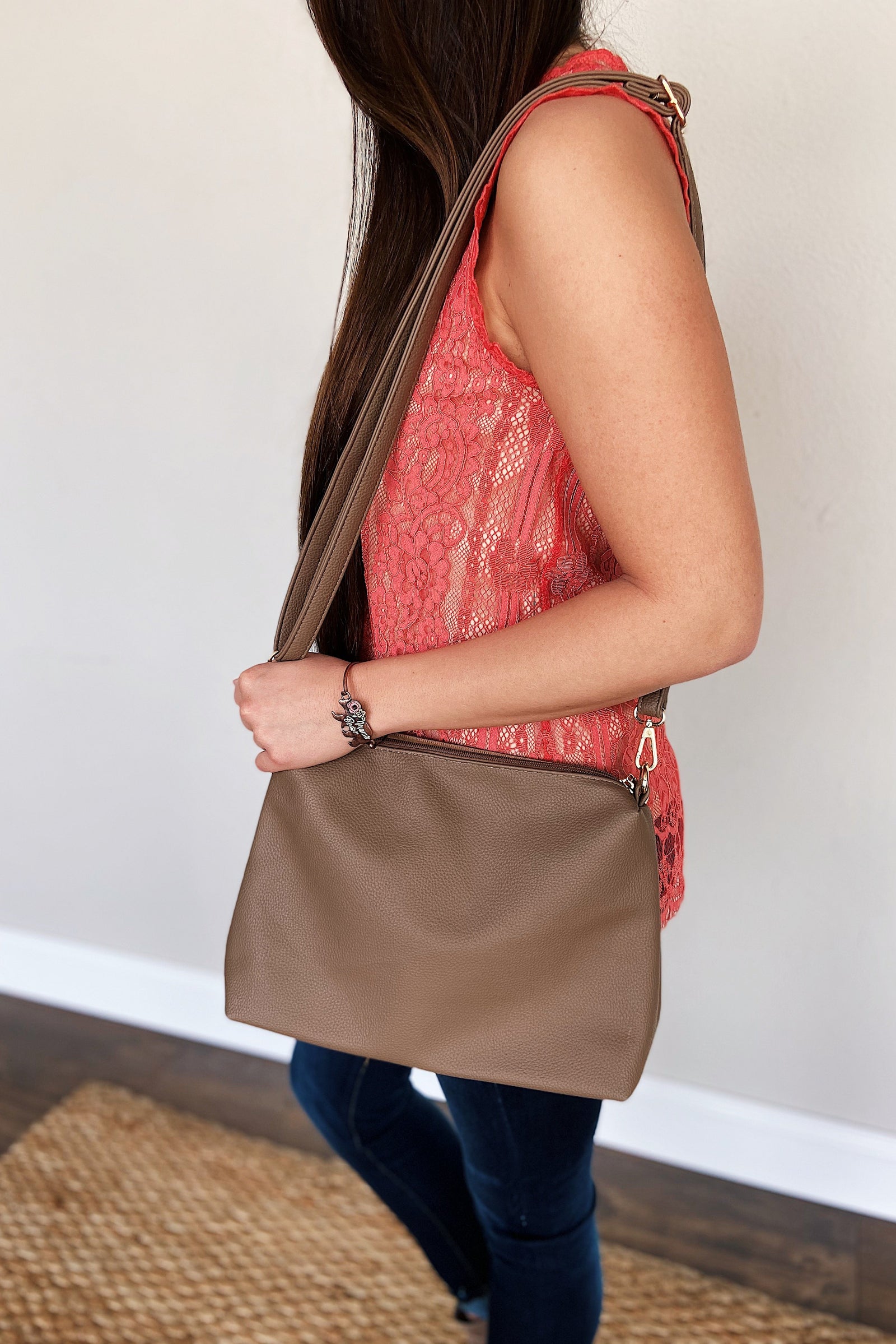 Day After Day Essential Zipper Purse- Dark Taupe