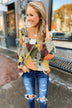 Wandering Free Printed Blouse- Olive Tones
