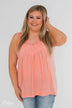 Fill My Days Lace Detailed Tank Top- Soft Coral