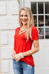 Meet Me Here Short Sleeve Top- Scarlet Red