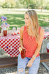 Feelin' Like A Firecracker Floral Henley Tank Top- Red
