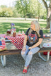 Hooray For The U.S.A. Graphic Top- Black