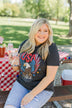 Hooray For The U.S.A. Graphic Top- Black