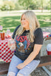 Hooray For The U.S.A. Graphic Top- Black