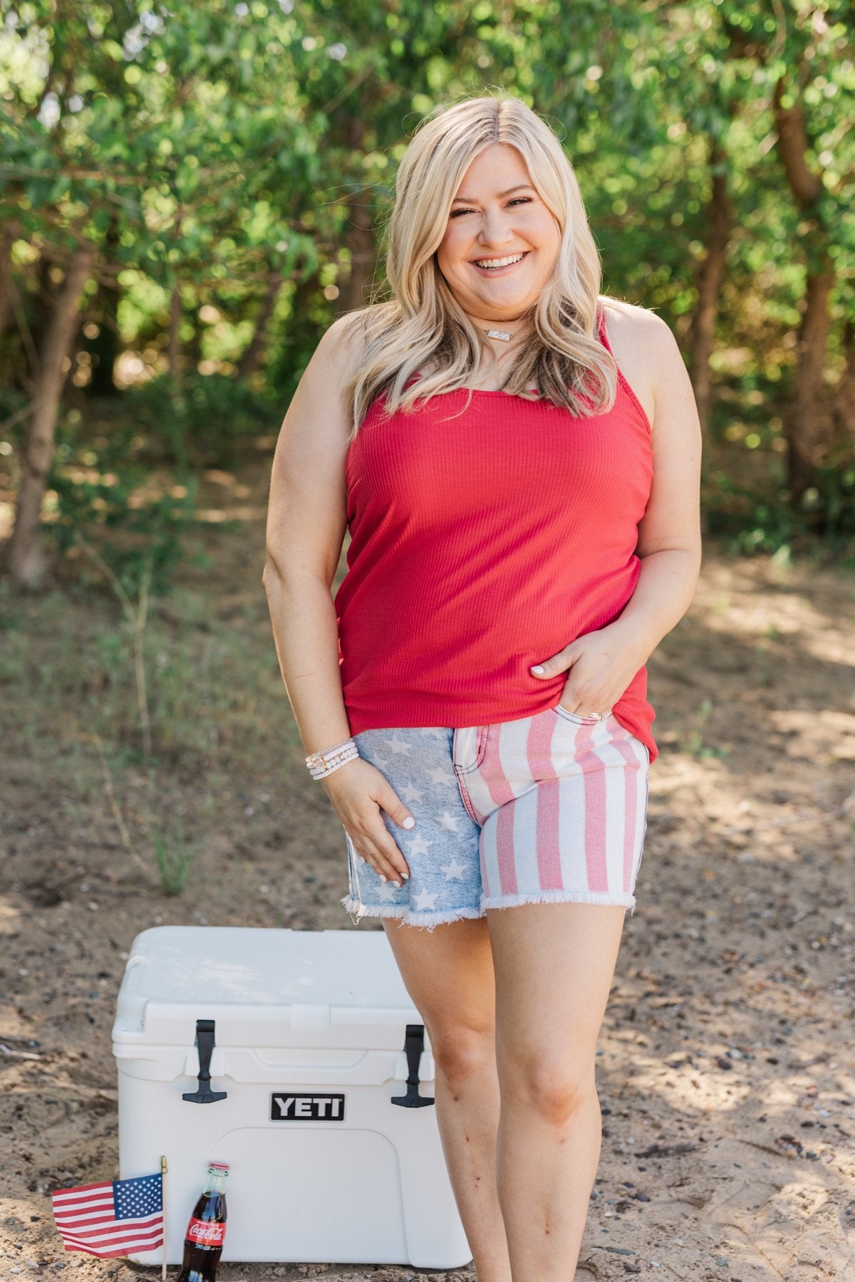 American Honey Knit Tank Top- Scarlet Red