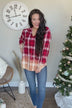 Make Them Look Bleach Dipped Plaid Top- Red