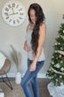 Sweet & Simple Lace Trimmed Tank Top- Light Grey