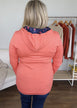 Best of Me Floral Accent Quarter Zip Hoodie- Coral