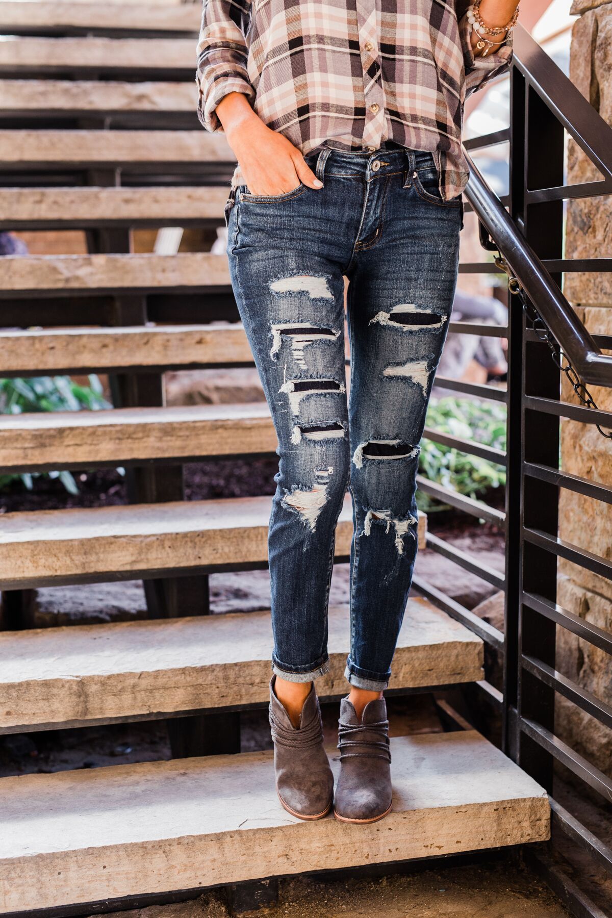 KanCan Distressed Skinny Jeans- Ember Wash