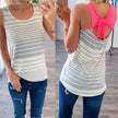 Bow Back Striped Tank Top- Grey & Ivory
