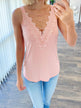 Front Lace Criss Cross Tank Top- Blush