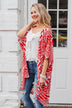 Radiant in Red Short Sleeve Kimono- Ivory