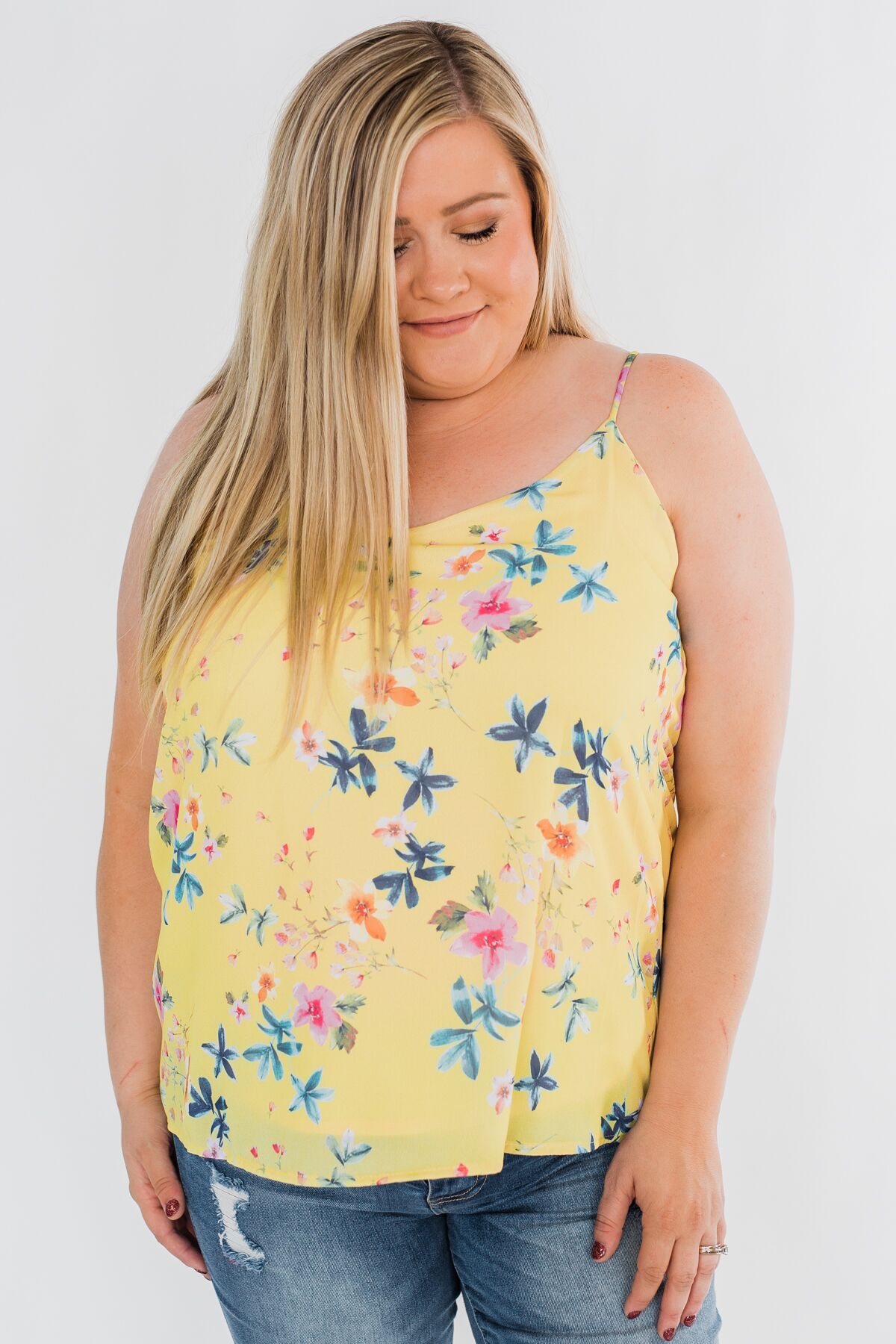 Bright and Beautiful Tank Top- Yellow & Pink