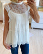 One & Only Lace Detail Sleeveless Top- White
