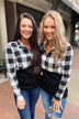 Winter Cheer Color Block Pullover- White Buffalo Plaid