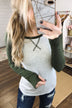 Season Awaits Long Sleeve Raglan Top- Olive