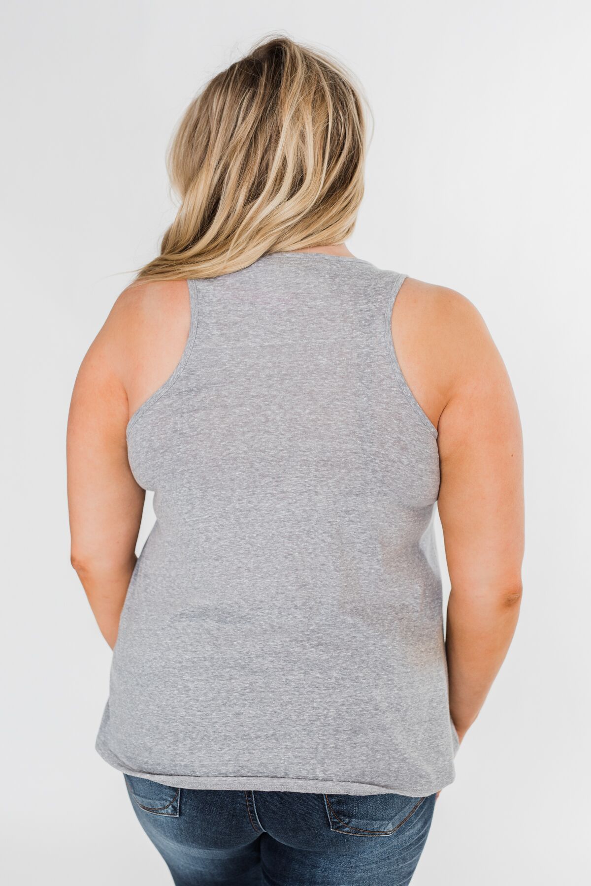 USA Racer Back Tank Top- Grey
