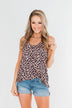 Wild And Free Leopard Tank Top- Mocha & Pink