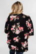 You Make Me Speechless Floral Kimono- Black