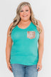 Hello Gorgeous Sequin Pocket Tank Top- Turquoise