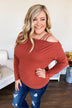 Something New Cold Shoulder Top- Soft Rust