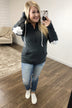 Heart Elbow Patch Half-Zip Ampersand- Charcoal