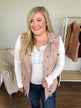 Hooded Button Up Vest- Blush