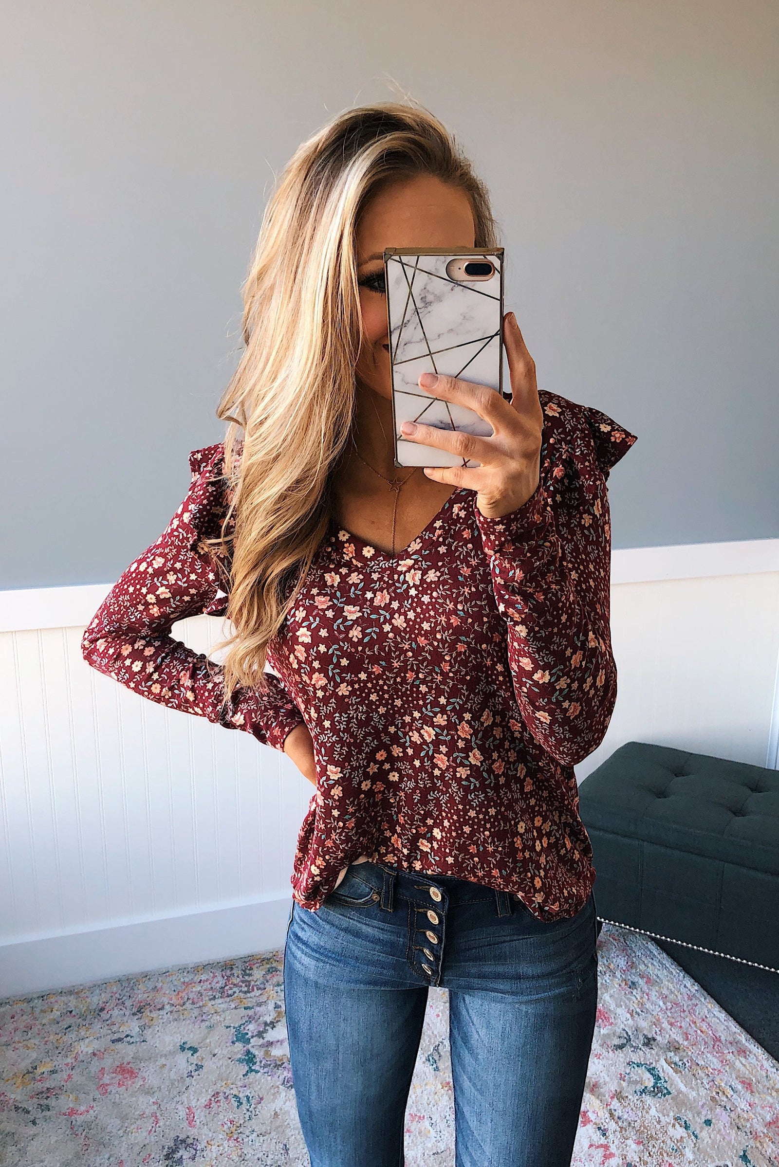 Forever And Ever Floral Top- Burgundy