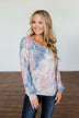 Lost In This Moment Tie Dye Pullover Top- Pink, Blue, Ivory