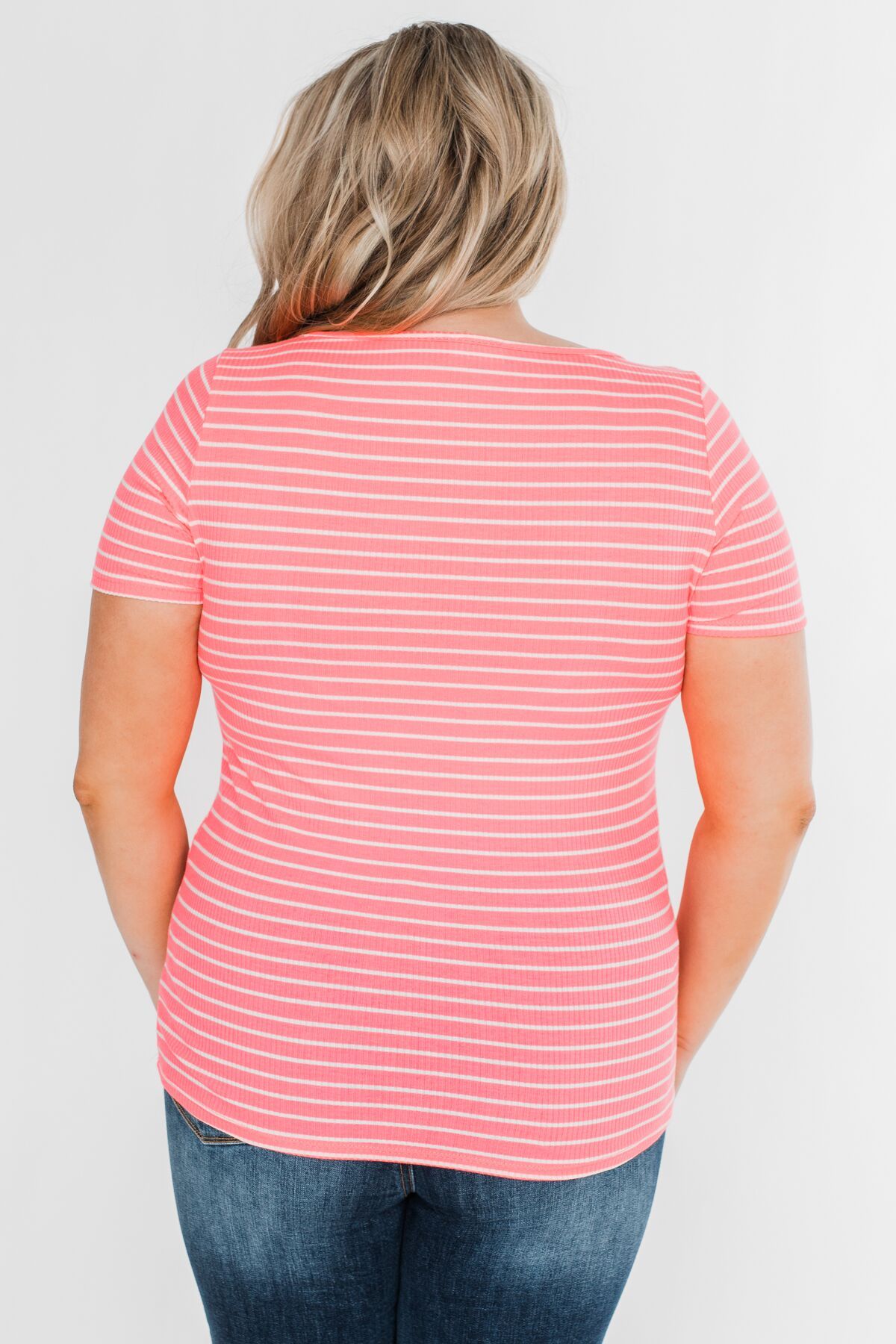 Short Sleeve Neon Zipper Top- Pink